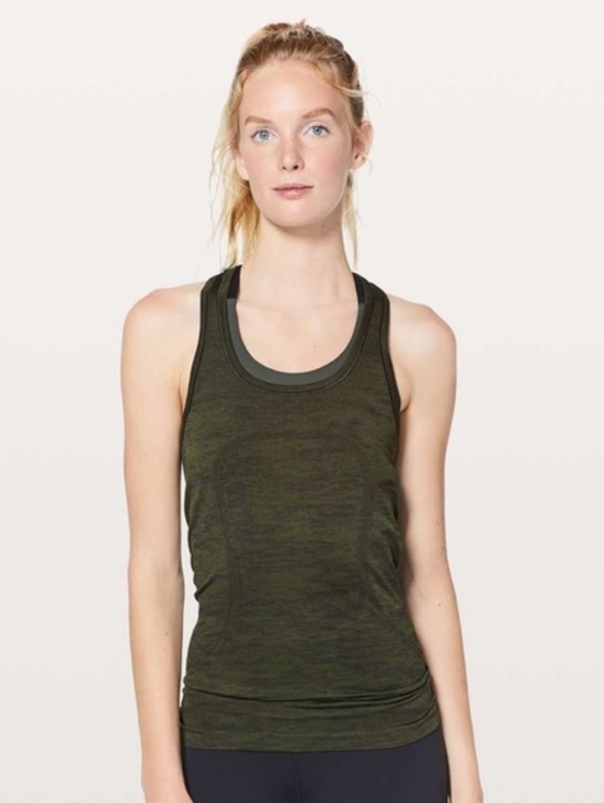 lululemon athletica Tops - Lululemon Athletica Tank Top Swiftly Tech Dark Green Brave Olive Black Size 4